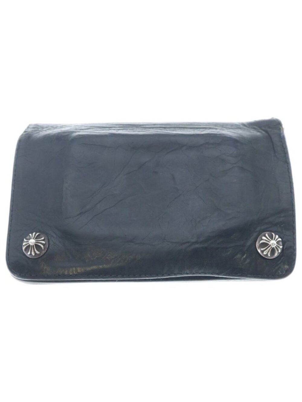 Chrome Hearts Cross Ball Button Leather Wallet Black